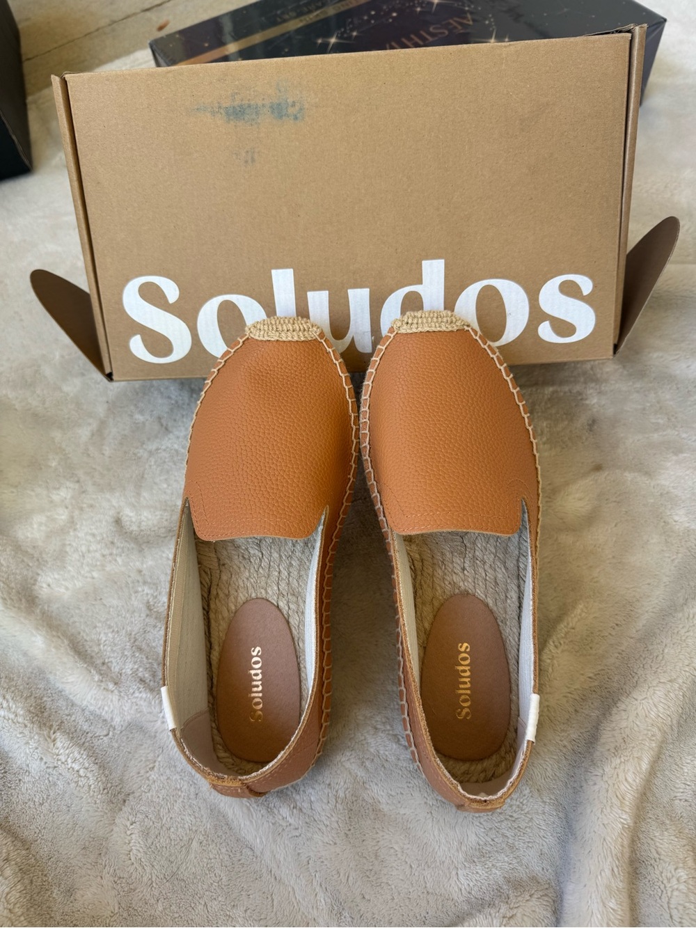 Soludos Cognac Leather Espadrille Slip-Ons